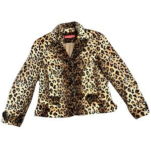A-Line Velvet Leopard Print Jacket with Pockets.   21” Pit to Pit 22.5” Length